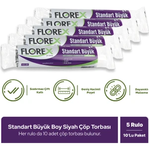 Standart Büyük Boy Siyah Çöp Poşeti x 5 Rulo