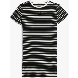 Elbise Kısa Kollu Bisiklet Yaka Ribanalı