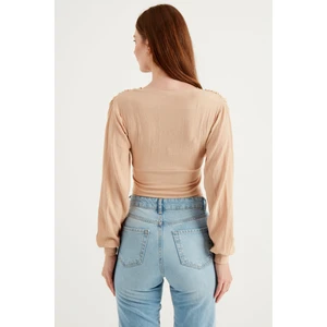 Ten Rengi Uzun Kol Pileli Bluz