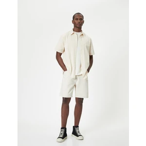 Oversize Bermuda Kot Şort 5 Cep Düğmeli