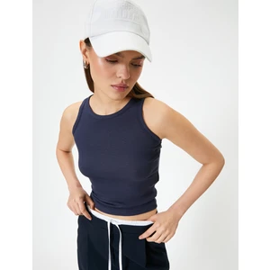 Fitilli Basic Üst Yuvarlak Yaka Viskoz Kumaş Slim Fit
