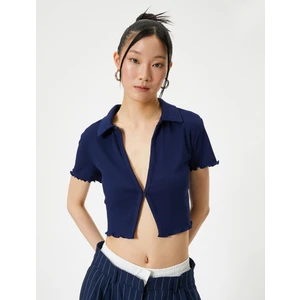 Crop Polo Tişört Kısa Kollu Slim Fit