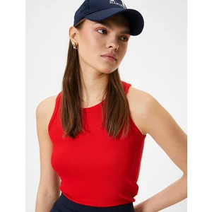 Fitilli Basic Üst Yuvarlak Yaka Viskoz Kumaş Slim Fit