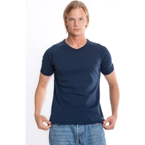 Erkek Lacivert V Yaka Ribana Reglan Kol Tshirt  S-202
