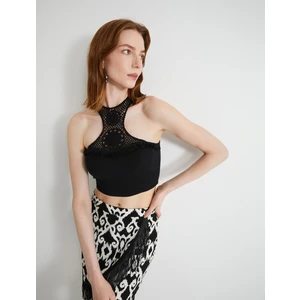 Kroşe Atlet Halter Yaka Crop