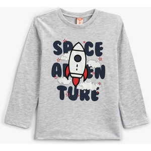 Tişört Uzay Temalı Uzun Kollu Bisiklet Yaka