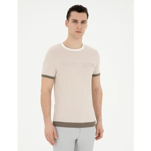 Pierre Cardin Erkek Bej Slim Fit Bisiklet Yaka Triko Tişört 50288086-VR011