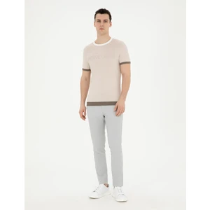 Pierre Cardin Erkek Gri Slim Fit Gofre Bağcıklı Kanvas Pantolon 50284225-VR024