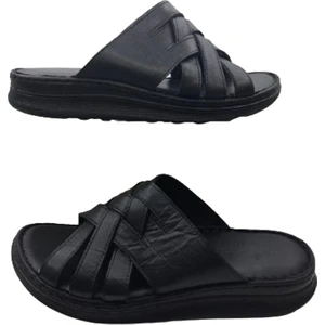 Mr. White Kadın Siyah  Deri Yazlık Şık Deri Terlik