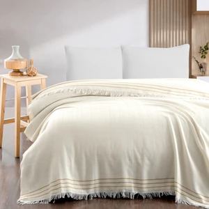 Rena Çift Kişilik Pike 200 x 230 cm-Ekru/Hardal