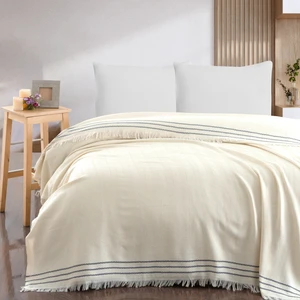 Rena Çift Kişilik Pike 200 x 230 cm-Ekru/İndıgo