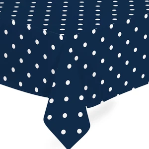 Elyaf Astarlı Pvc Masa Örtüsü 100 x 140 cm  Silinebilir Sıvı Geçirmez Leke Tutmaz Mavi Puantiye