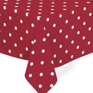 Elyaf Astarlı Pvc Masa Örtüsü 100 x 140 cm  Silinebilir Sıvı Geçirmez Leke Tutmaz Kırmızı Puantiye