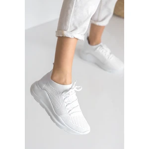 Kadın Triko Sneaker Bağcıklı Çorap Bileklik Detaylı Spor Ayakkabı 017