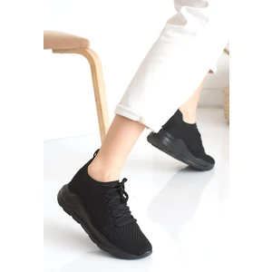 Kadın Triko Sneaker Bağcıklı Çorap Bileklik Detaylı Spor Ayakkabı 017