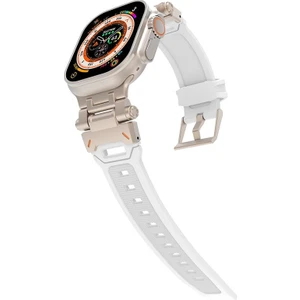 Apple Watch 7 8 9 45 mm Uyumlu Metal Aksamlı Silikon Kordon Premium Kayış