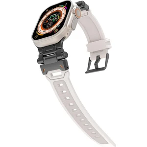 Apple Watch 7 8 9 45 mm Uyumlu Metal Aksamlı Silikon Kordon Premium Kayış