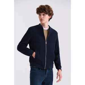 Koyu Lacivert Regular Fit Mono Yaka Mevsimlik Mont