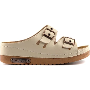 Roy Jones Kadın Ortopedik Anatomik Tabanlı Konfor Modeli Çift Bantlı Tokalı Rahat Dışarı & Ev Içi Terliği