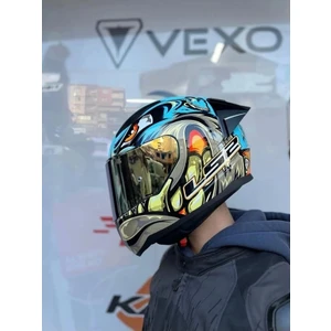 Ls2 Rapıd 2 Race Neo Mavi-Sarı Kask+Spoıler+Gold Cam(Şeffaf+Gold Cam)