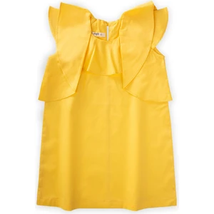 Volanlı Poplin Elbise 2-7 Yaş Sarı
