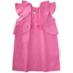 Volanlı Poplin Elbise  Pembe