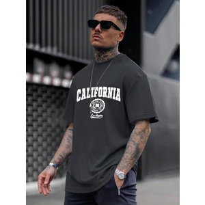 Erkek Füme California United State 91  Baskılı Oversize Tişört