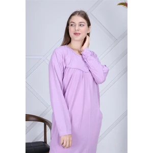 %100 Pamuk Penye Battal Beden Düz Renk Gecelik Düğmeli Lohusa Geceliği