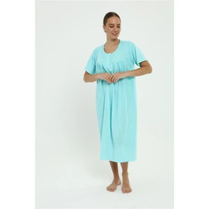 Pamuk Penye Battal Beden Düz Renk Gecelik Düğmeli Lohusa Geceliği