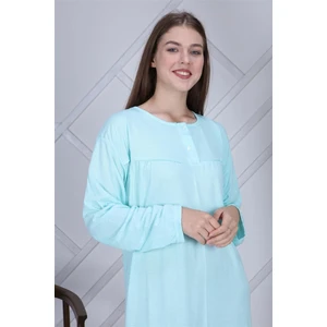 Pamuk Penye Battal Beden Düz Renk Gecelik Düğmeli Lohusa Geceliği