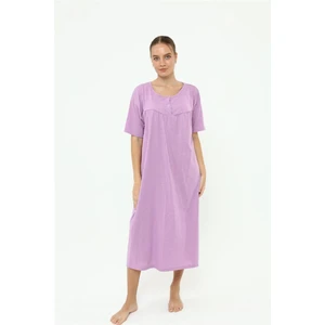 Pamuk Penye Battal Beden Düz Renk Gecelik Düğmeli Lohusa Geceliği