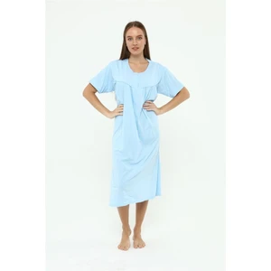 Pamuk Penye Battal Beden Düz Renk Gecelik Düğmeli Lohusa Geceliği