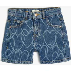 Kot Şort Kalp Baskılı Pamuklu