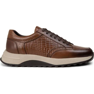 Deri Taba Rengi Erkek Sneaker Ayakkabı - 01984MTBAE01