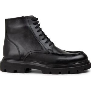 Hakiki Deri Siyah Yüksek Taban Fermuarlı Erkek Bot - 01979MSYHE01