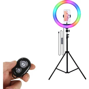 Bluetooth Kumandalı 33 cm Rgb Makyaj Renkli Işık + 210 cm Tripod