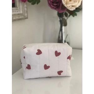 Baby Kangaroo Kalp Desenli Orta Boy Makyaj Çantası pamuklu kumaş
