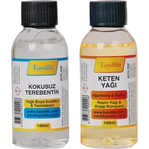 Dünya Magnet Yağlı Boya Seti Yardımcı Malzemeler 2 x 100 ml Terebentin Resim Keten Yağı