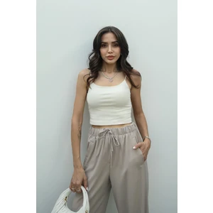 Taş Rengi Ip Askılı Basic Crop