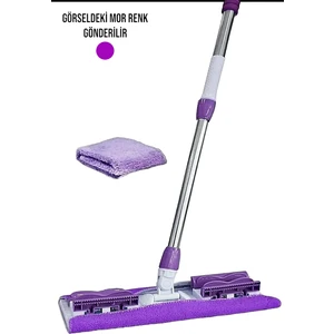 Yer Mopu Fayans Cam Duvar Yüzey Temizlik Mikrofiber Mandallı Mop (1 Adet Yedek Bez Hediye)