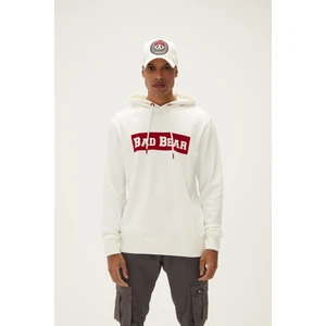 Bad Bear Flog Erkek Beyaz Baskılı Kapüşonlu Sweatshirt