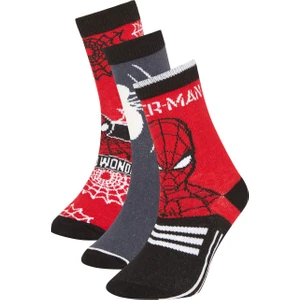Erkek Çocuk Marvel Spiderman 3'lü Pamuklu Uzun Çorap A6339A8NS