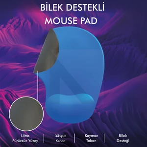 Active Team MP01 - Mavi Elips Bilek Destekli Mouse Pad | Konforlu, Kaymaz Taban, Ergonomik, Yumuşak, Ev,Ofis