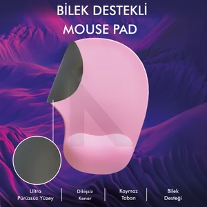Active Team MP01 - Pembe Elips Bilek Destekli Mouse Pad | Konforlu, Kaymaz Taban, Ergonomik, Yumuşak, Ev,Ofis