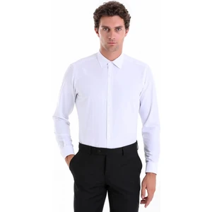 Atilla Özer Dormen Classics Kolay Ütülenebilir Slim Fit Dar Kesim Klasik Yaka Cepsiz Erkek Gömlek