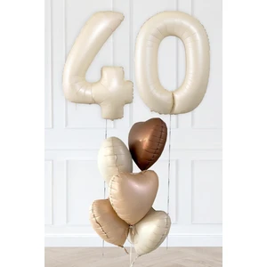 Retro 40 Yaş Doğum Günü Parti Balon Seti Krem Karamel Bej Çikolata Kahve Retro Kalp Balonlu 40 Yaş Parti Balon Seti