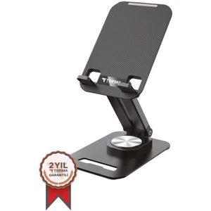 JX-035 Siyah Katlanabilir, Yükseklik Ayarlı Masaüstü Telefon ve Tablet Standı Metal Tablet / Telefon Tutucu