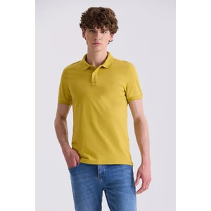 Koyu Sarı Slim Fit Polo Yaka T-Shirt