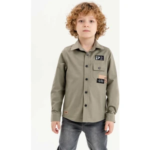 Gold Class Kidswear Çıtçıtlı Arma Baskılı Ayarlanabilir Kol Erkek Çocuk Gömlek