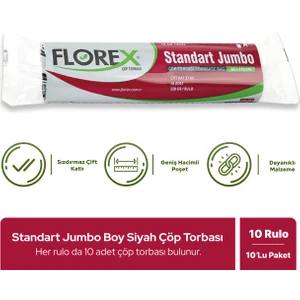 Standart Jumbo Boy Siyah Çöp Poşeti x 10 Rulo